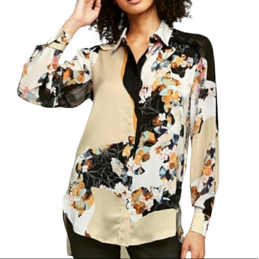 3.1 Phillip Lim 20th Anniversary Target Semi Sheer Floral Button Blouse sz XS